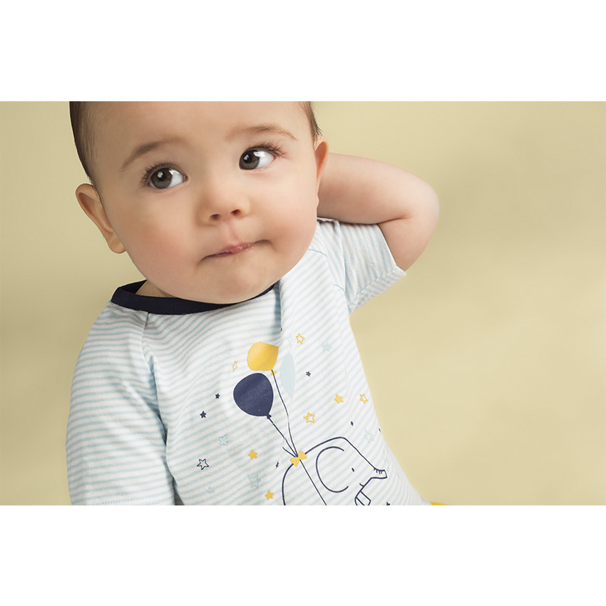 Ensemble avec tee-shirt rayé print éléphant et bermuda en jersey 