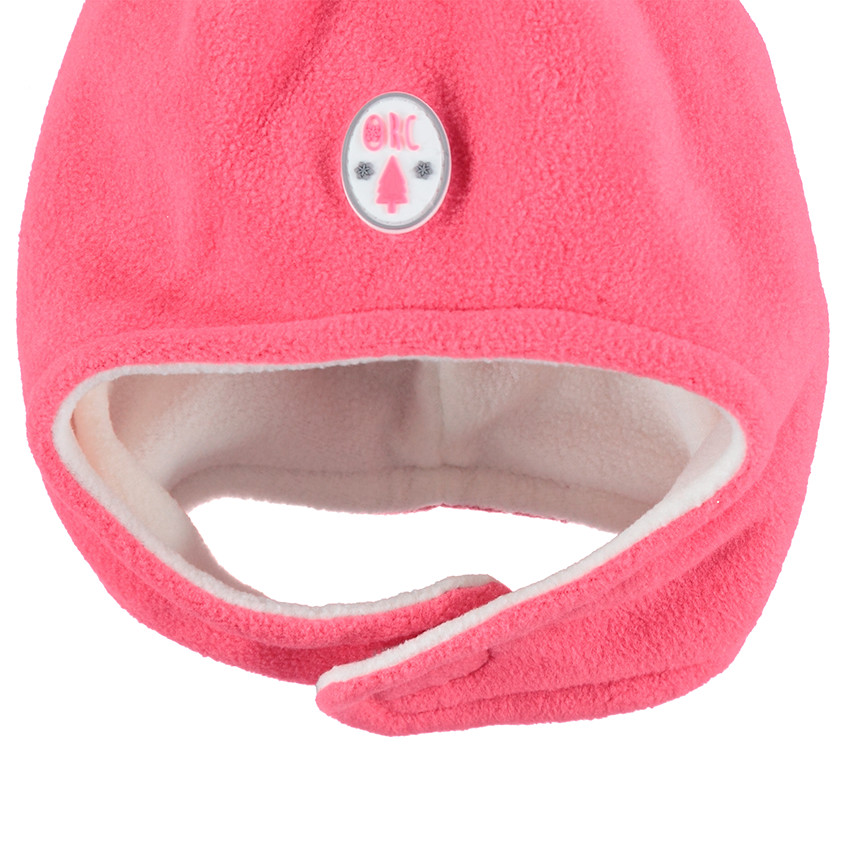 Bonnet péruvien en micropolaire avec pompon et badge 