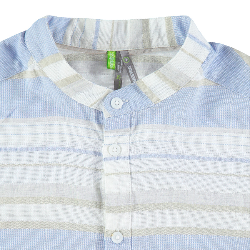 Junior - Chemise de cérémonie manches longues à rayures contrastées 