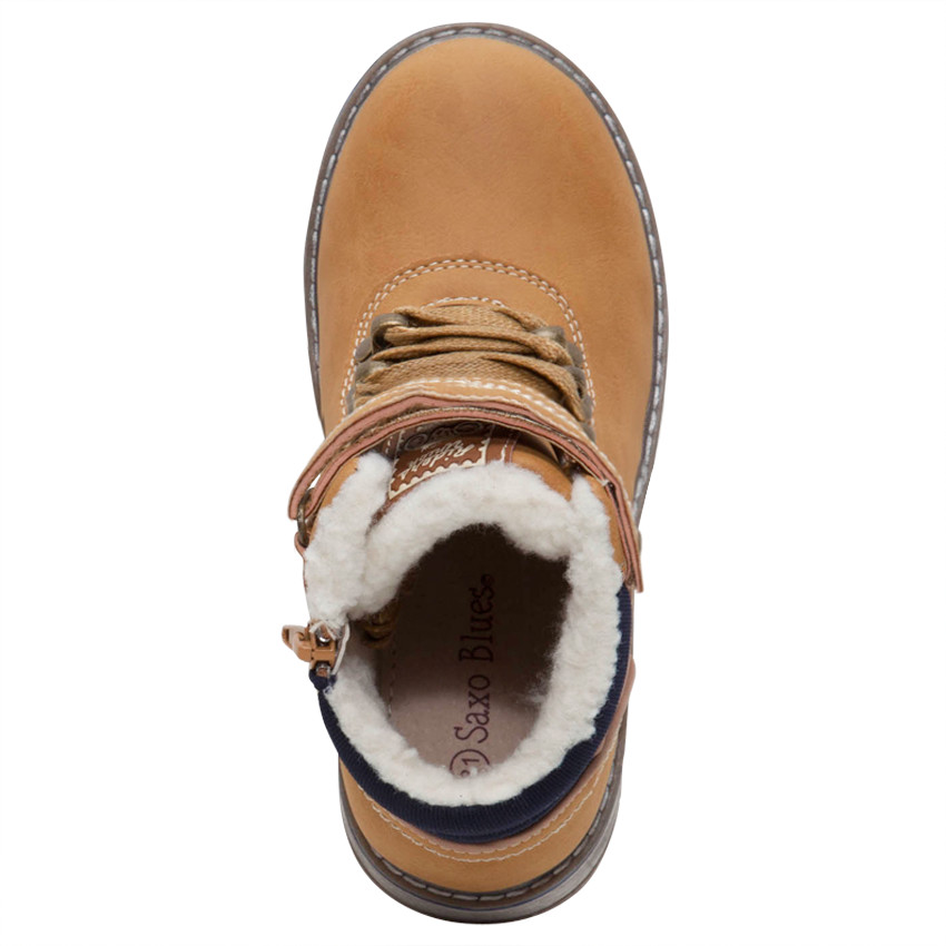 Bottillons effet cuir camel avec doublure sherpa 