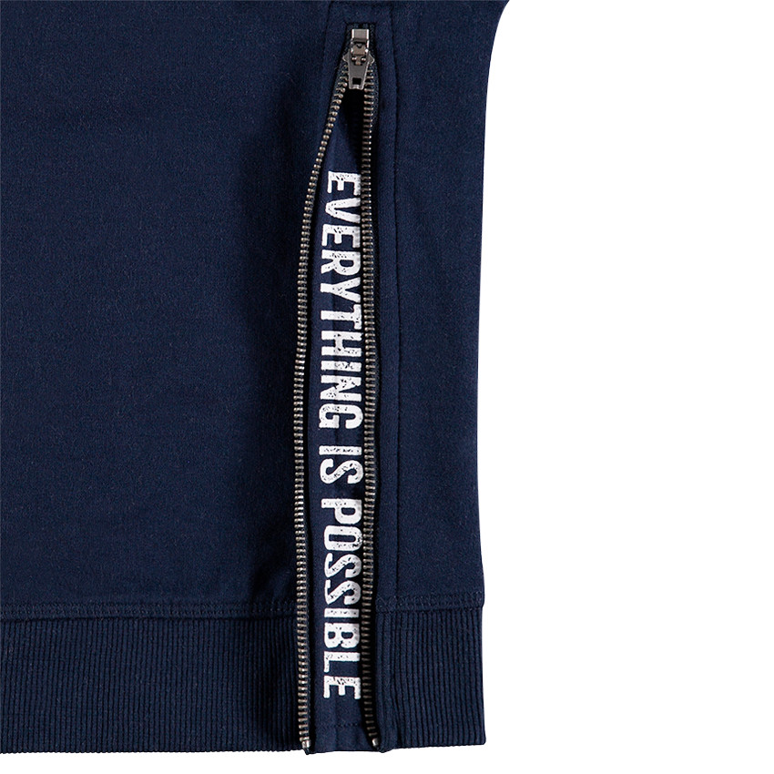 Junior - Sweat en molleton col montant avec bandes contrastées et zip 