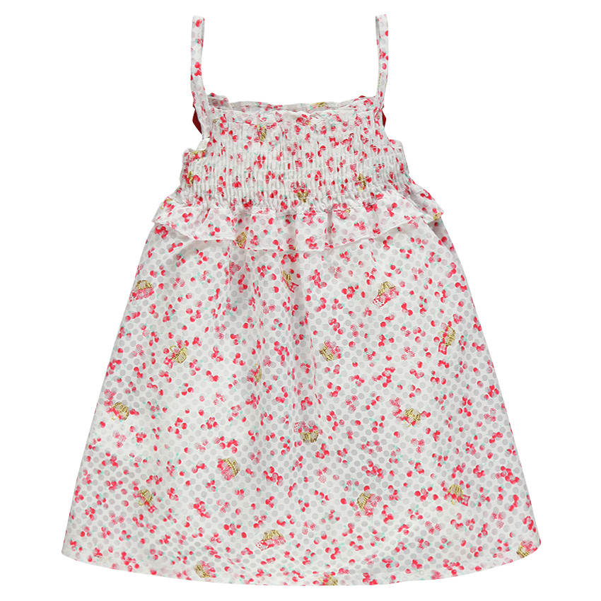 Robe smockée imprimée à bretelles aspect dévoré 