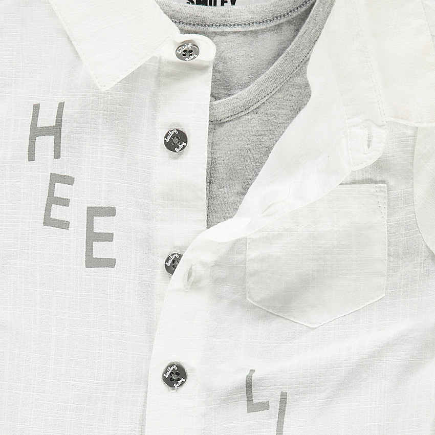 Body manches courtes effet 2 en 1 style chemise Smiley 