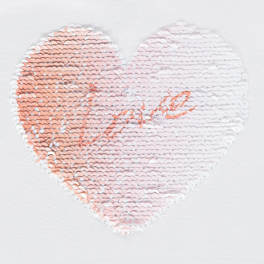 Tee-shirt manches longues en jersey avec coeur en sequins magiques 