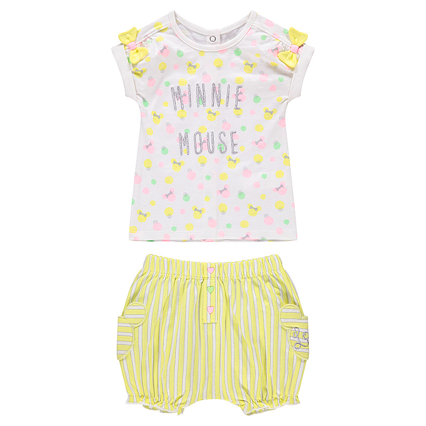 Ensemble avec tee-shirt print Minnie Disney et short rayé 