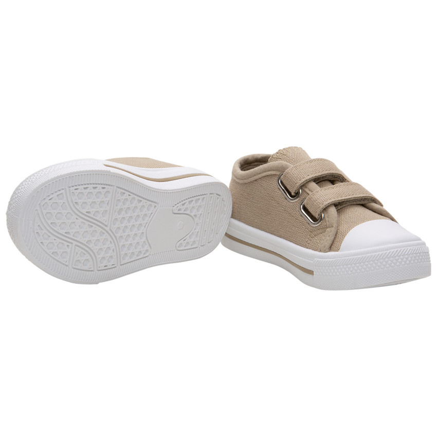 Baskets beiges en toile à scratchs du 24 au 35 