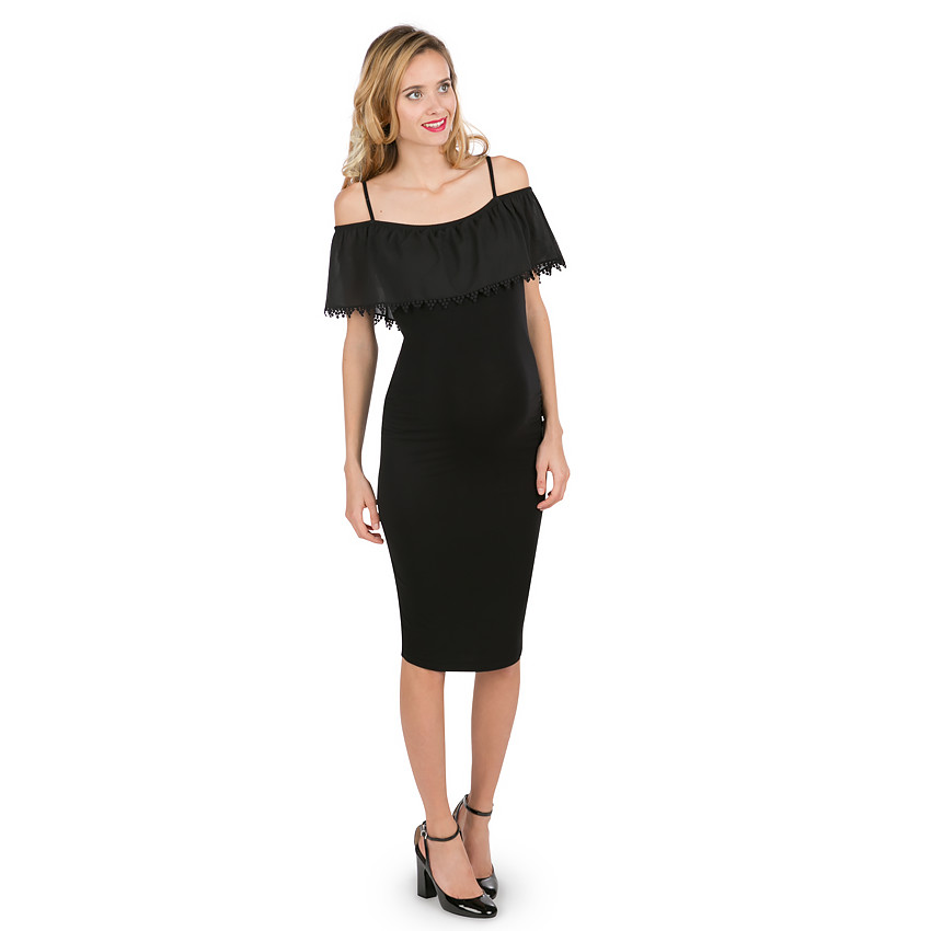 Robe de grossesse avec large volant à finition fantaisie 