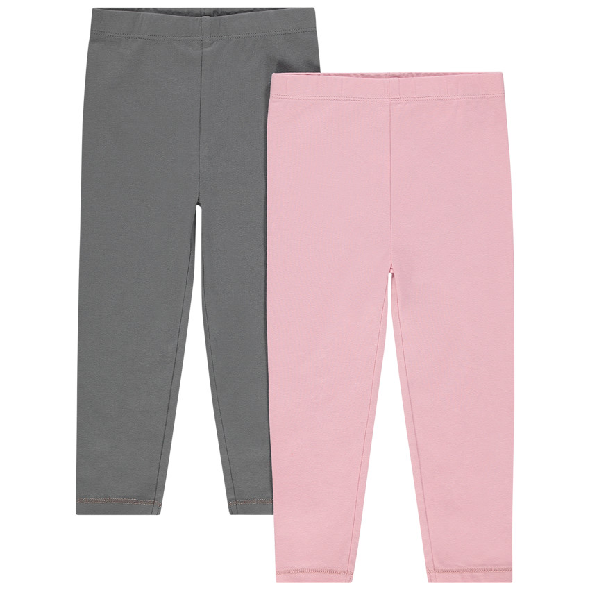 Lot de 2 leggings unis en coton bio 