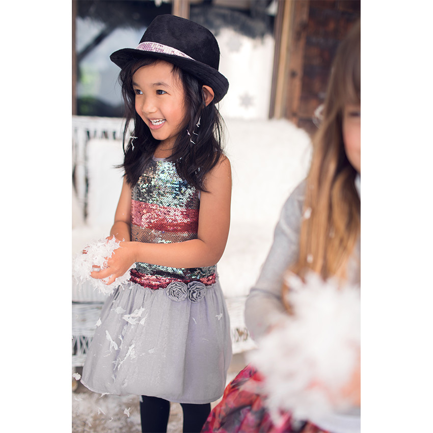 Borsalino en sherpa à sequins roses 