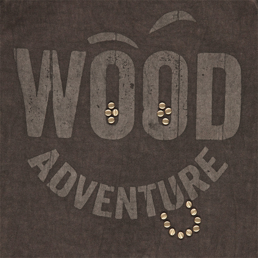 Tee-shirt manches longues avec inscription contrastée et rivets fantaisie 