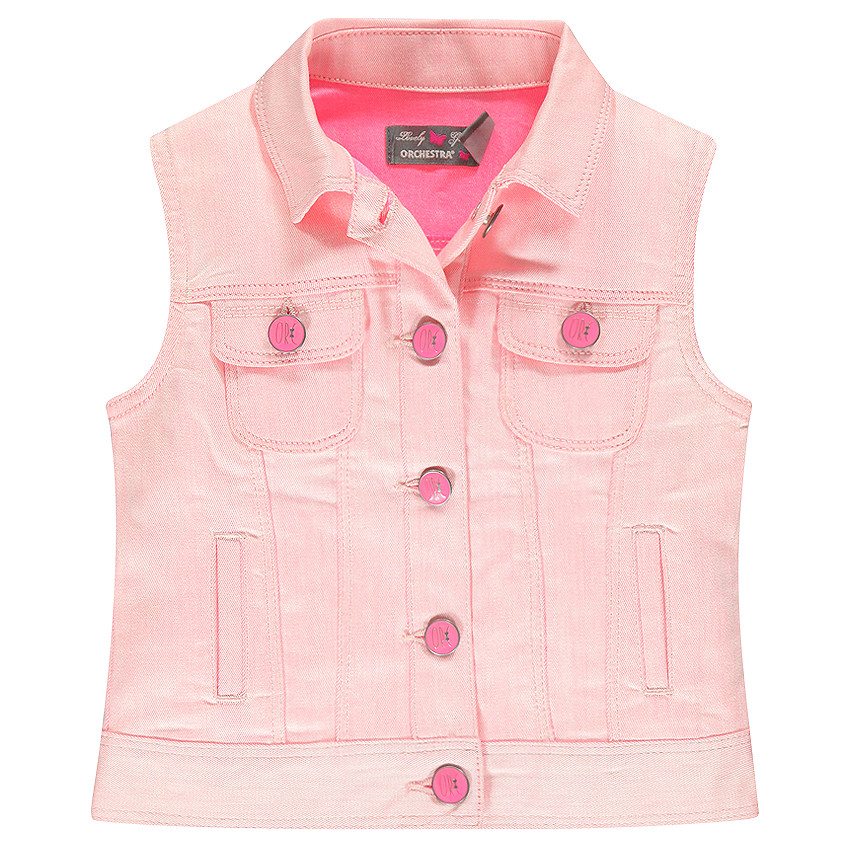 Veste sans manches en twill coloris fluo 