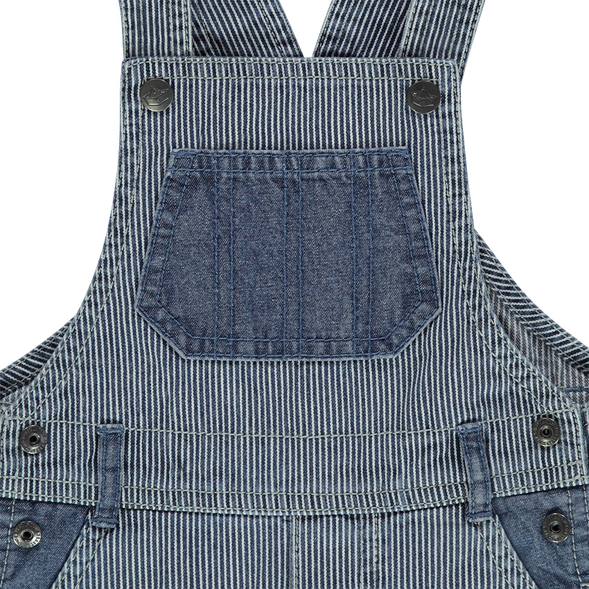 Salopette en jeans avec rayures et empiècements unis 