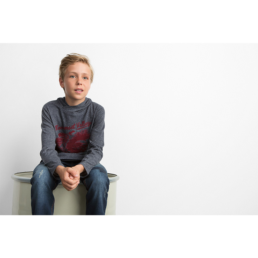 Junior - Jeans coupe slim effet used avec patchs 