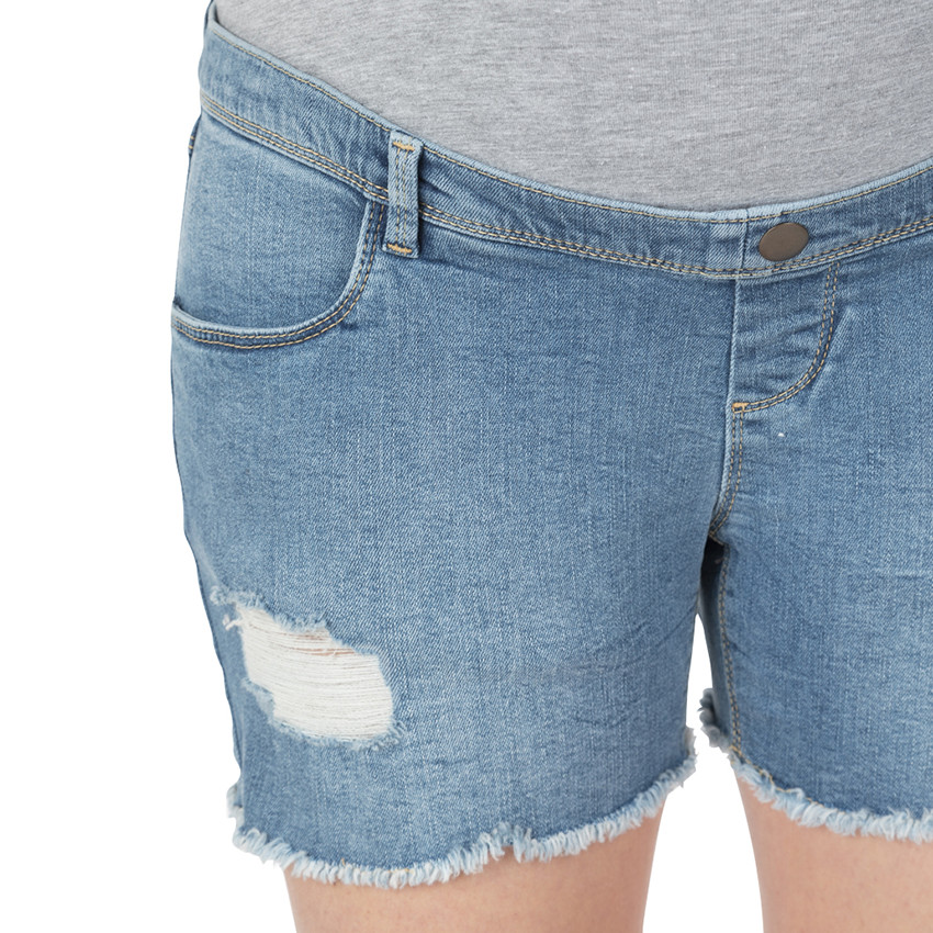 Short en jeans effet used avec bandeau haut 