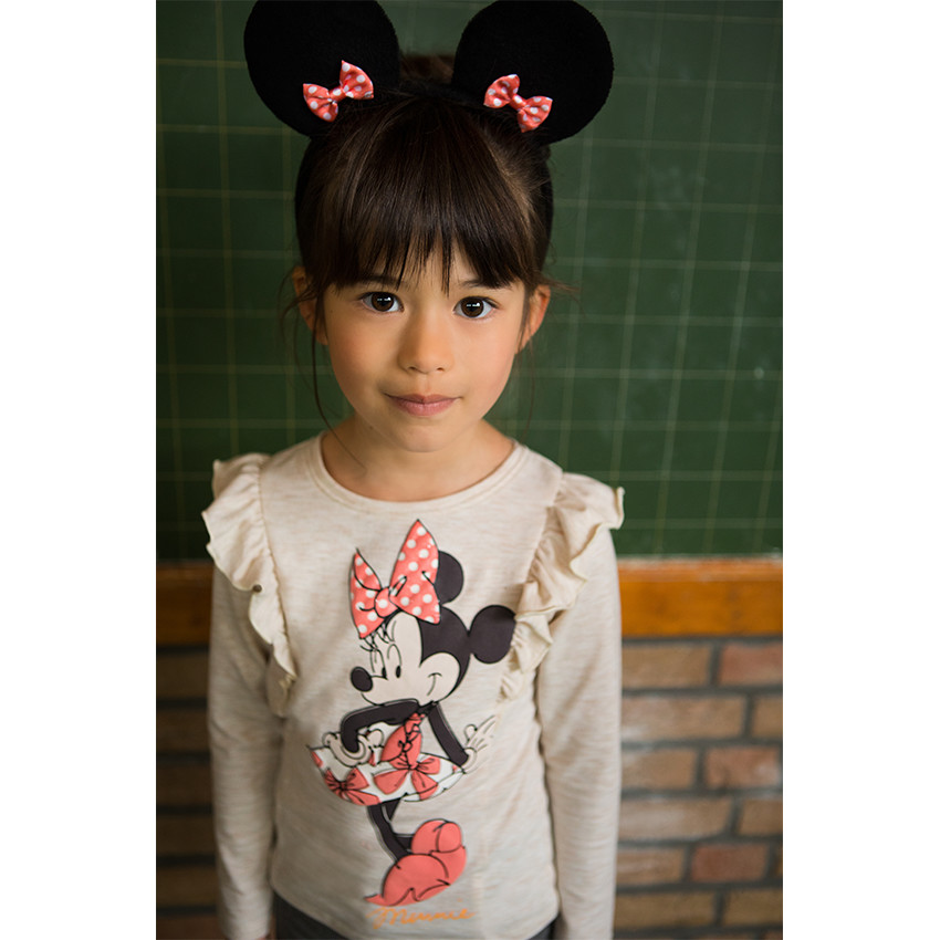 Tee-shirt manches longues en molleton fin à volants et print Disney Minnie 