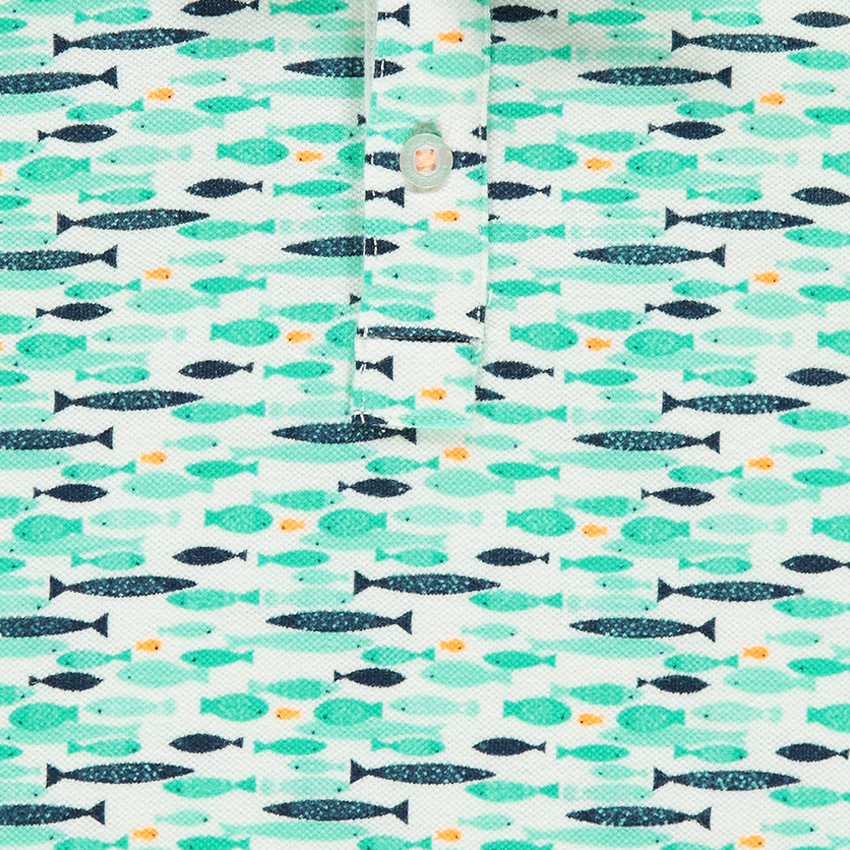 Polo manches courtes imprimé poissons all-over 
