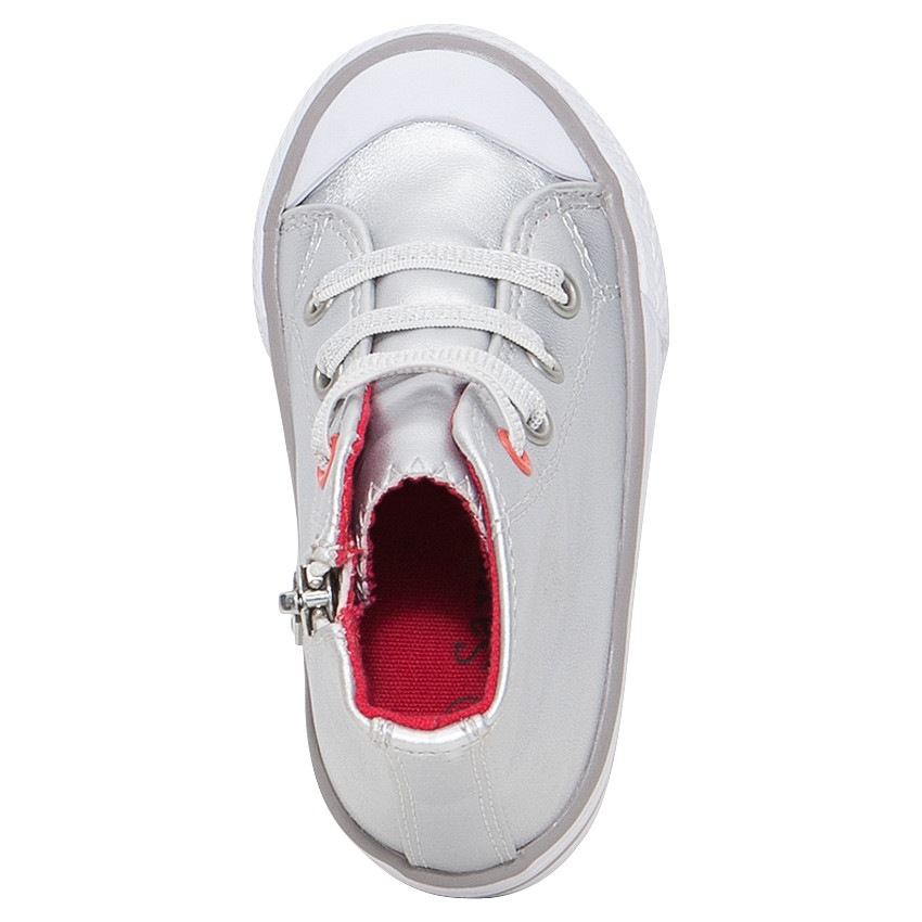 Baskets montantes argentées à zip et lacets élastiqués 