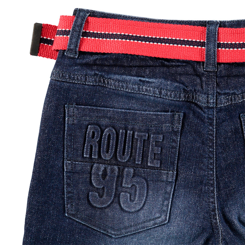 Junior - Jeans effet used et crinkle avec ceinture amovible 