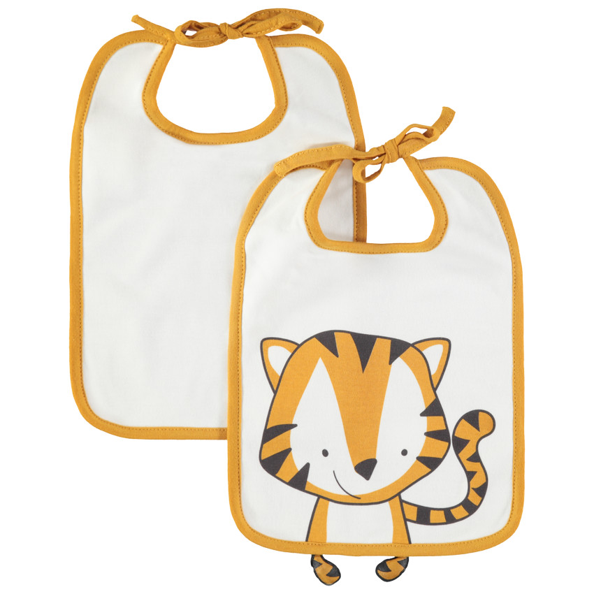 Lot de 2 bavoirs à nouer print fantaisie / uni 