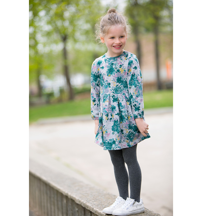 Robe en maille fantaisie imprimée fleurs 