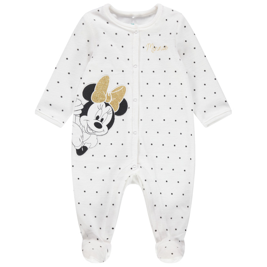 Dors-bien en velours à pois print Minnie Disney pour bébé fille 