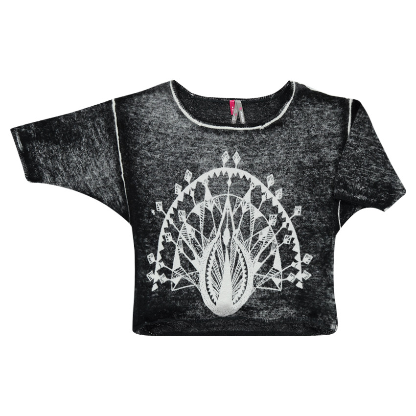 Pull oversize effet délavé print fantaisie 