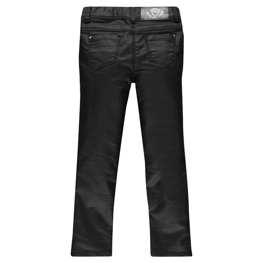 Junior - Pantalon slim enduit noir avec détails fantaisie 