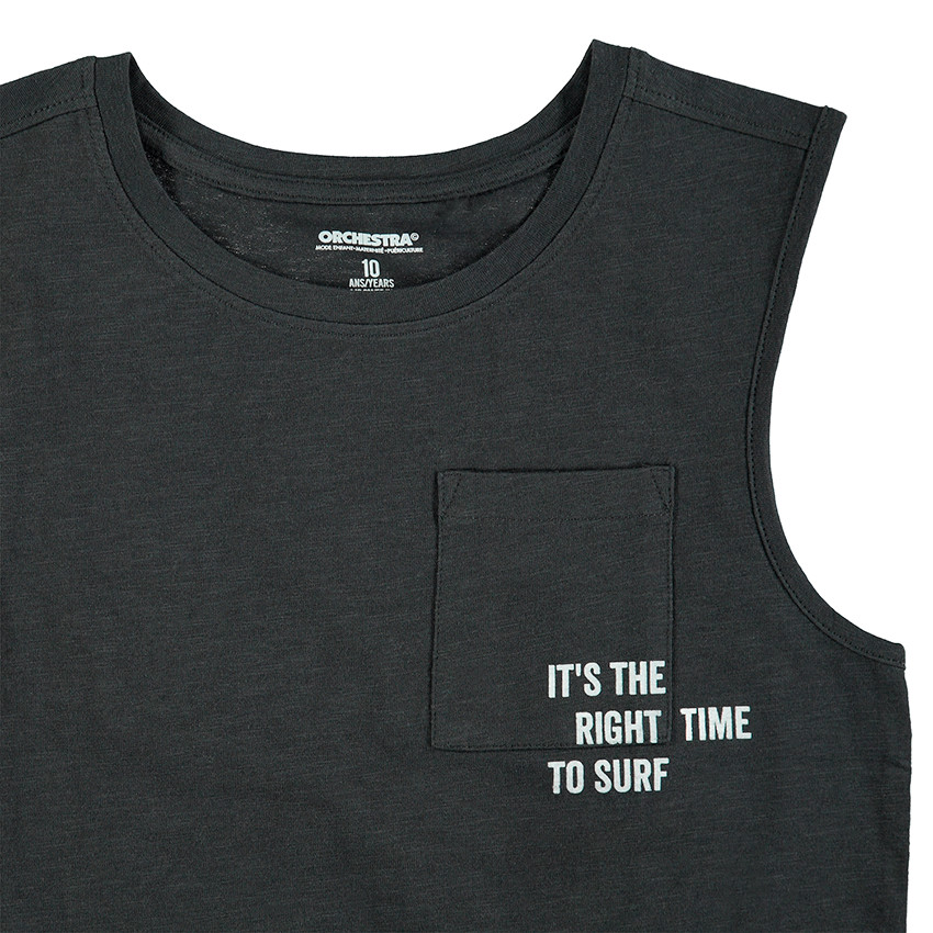 Junior - Débardeur en coton avec poche plaquée et print au dos 