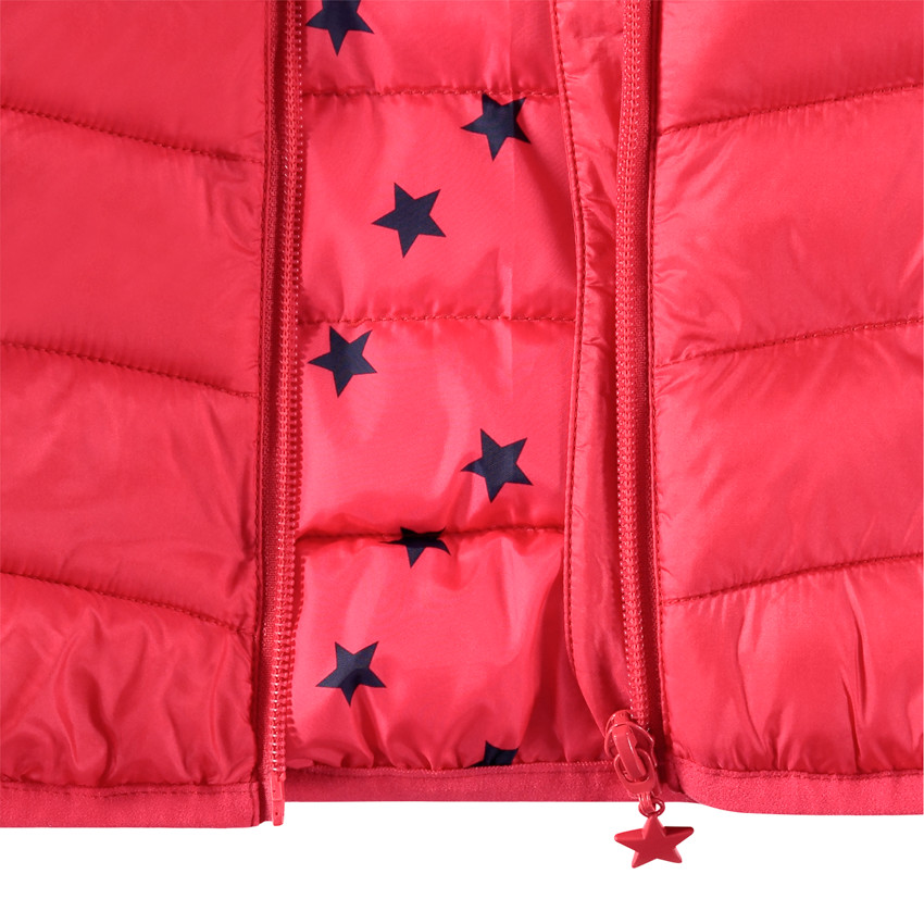 Doudoune light* imperméable à capuche avec sac de rangement à message printé 