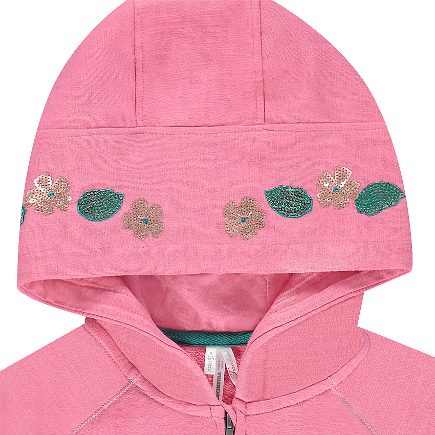 Gilet à capuche en molleton avec broderies et sequins 