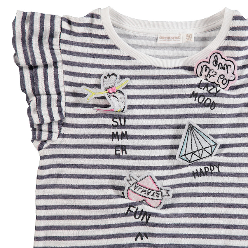 Junior - Robe en molleton léger à rayures avec badges patchés 