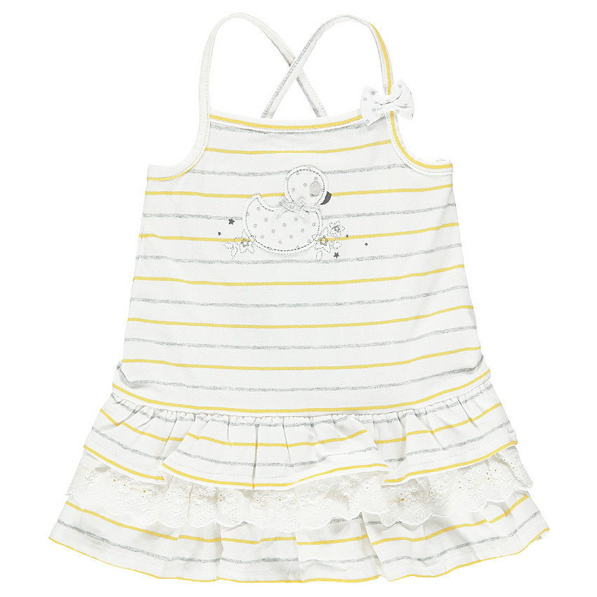 Robe rayée à volants patch canard 