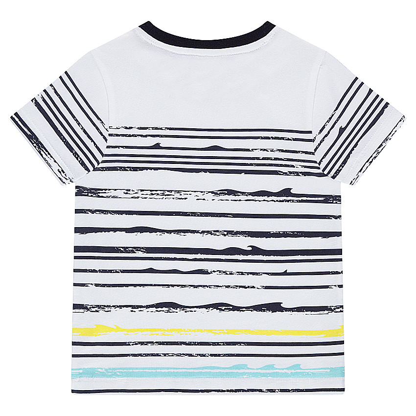 Tee-shirt manches courtes en jersey avec rayures effet vague et poche 