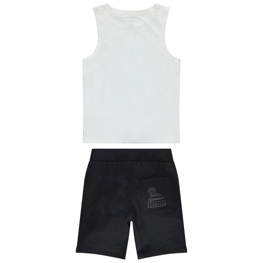 Ensemble débardeur print paysage et bermuda uni 