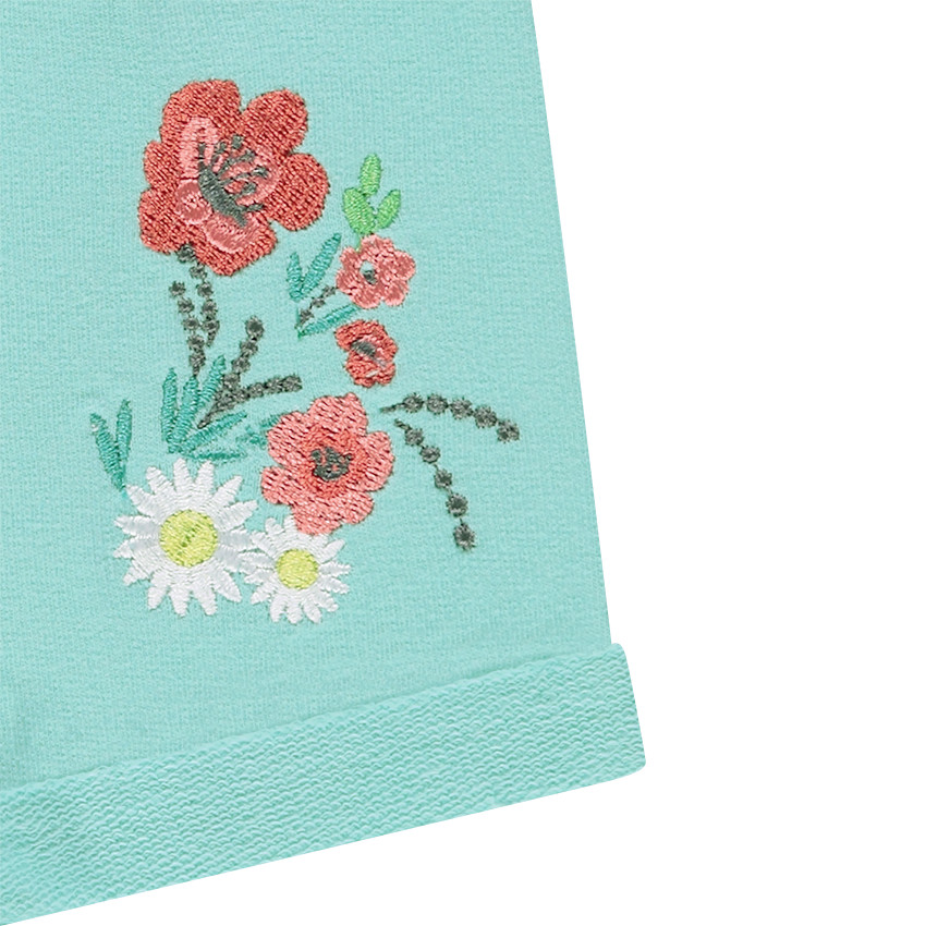 Short en jersey à fleurs brodées 