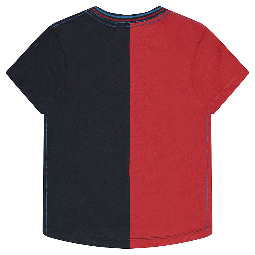 Tee-shirt manches courtes bicolore avec print fantaisie 
