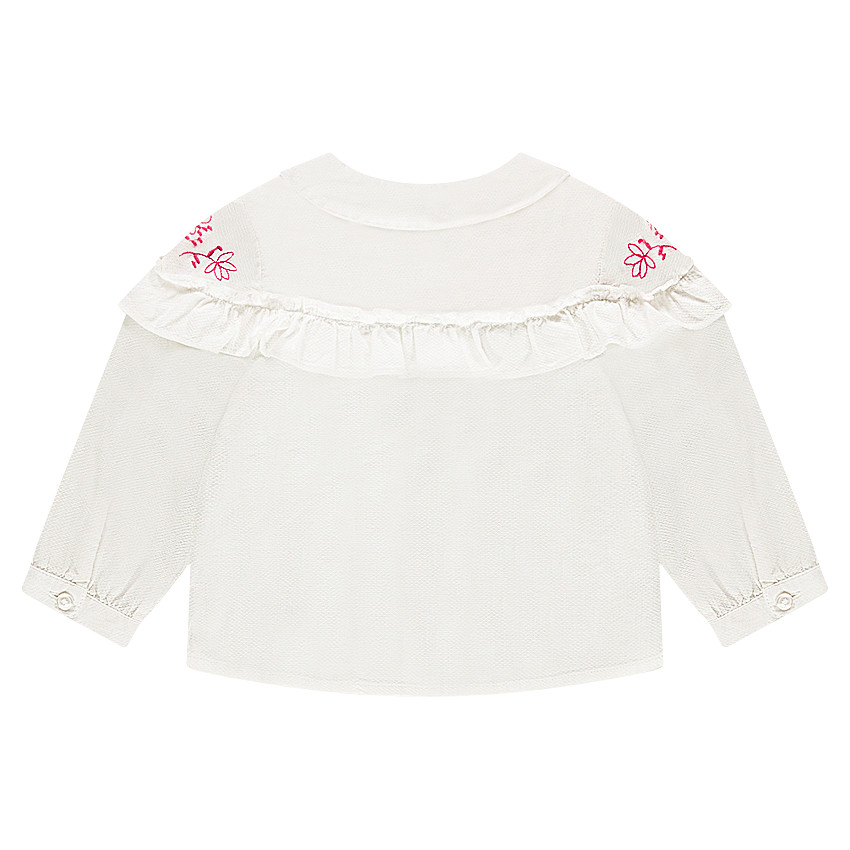Chemisier en coton fantaisie avec broderies et volant 