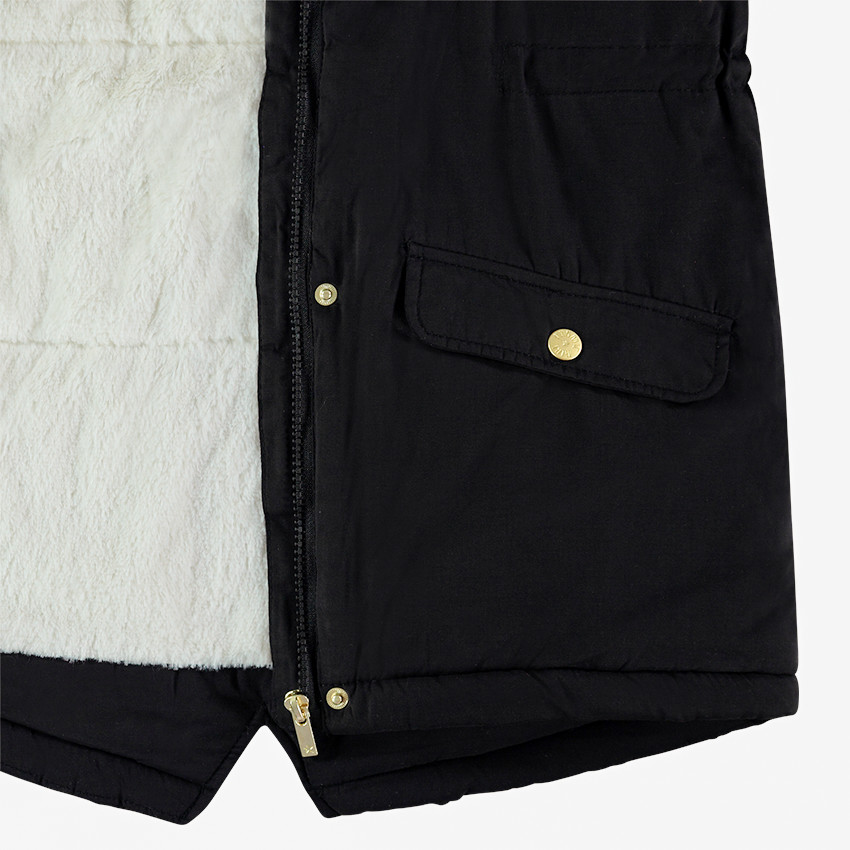 Junior - Parka en twill doublée sherpa avec fausse fourrure amovible 