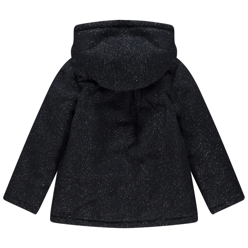 Manteau à capuche en drap de laine doublé sherpa 
