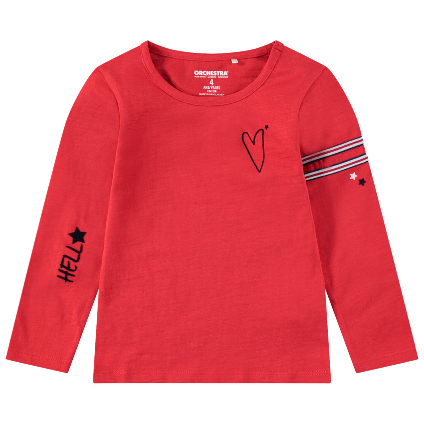 Tee-shirt manches longues en jersey avec motifs printés et bandes appliquées 