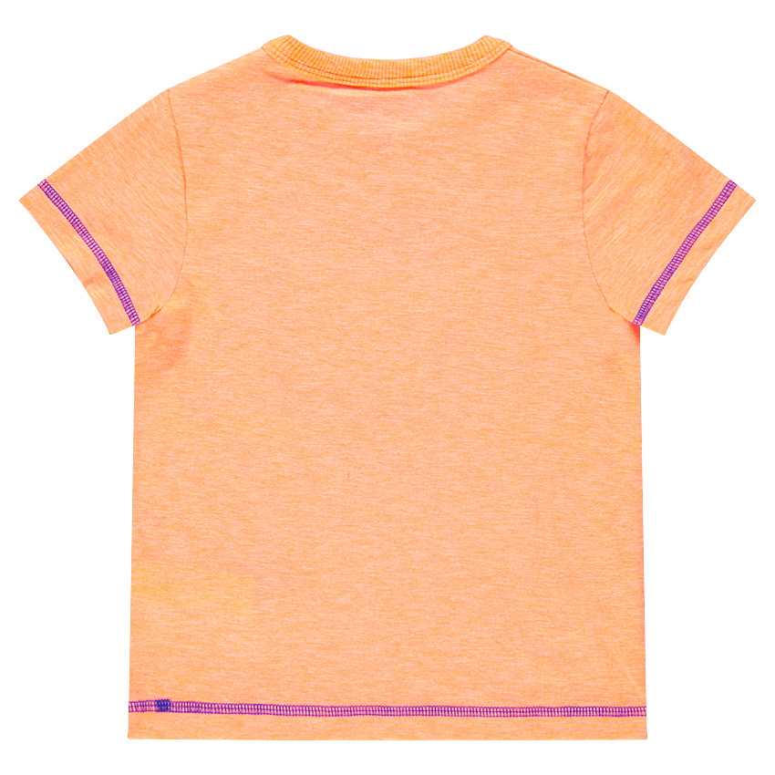 Tee-shirt manches courtes en jersey chiné avec requin printé et empiècement mobile 