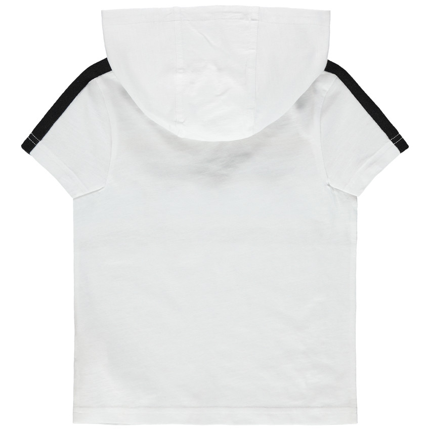 T-shirt manches courtes à capuche à bandes colorées et palmiers 