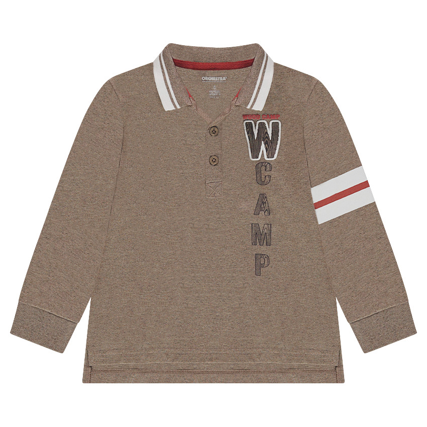 Polo manches longues chiné avec prints fantaisie  