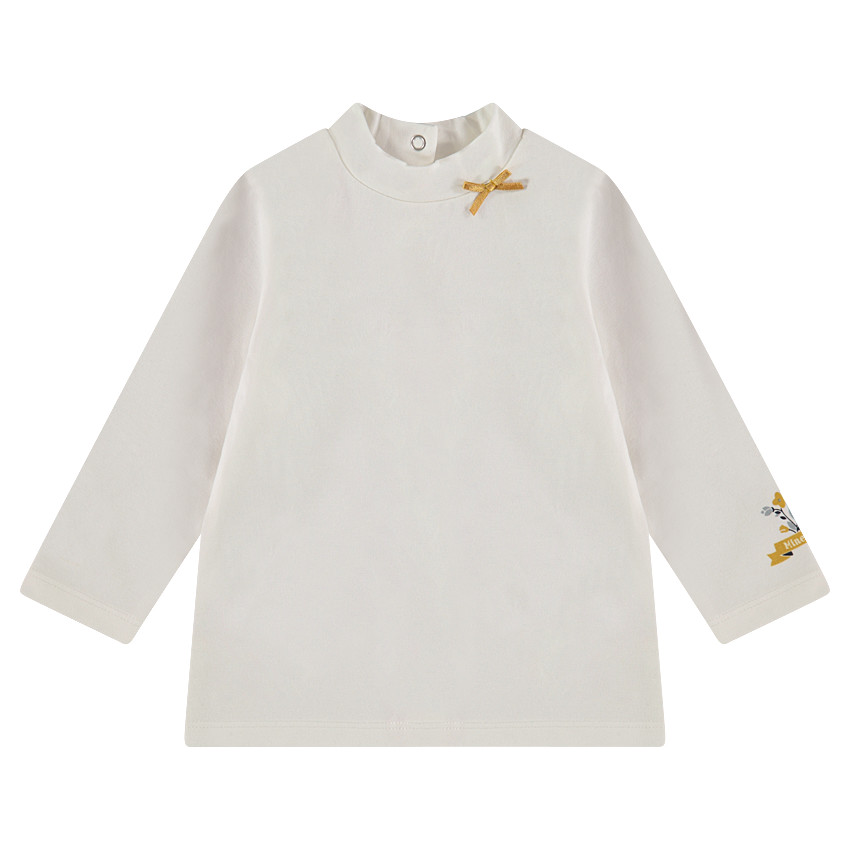 Tee-shirt manches longues avec col cheminée et motif printé 