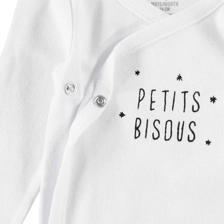 Lot de 3 bodies manches longues unis à message printé 