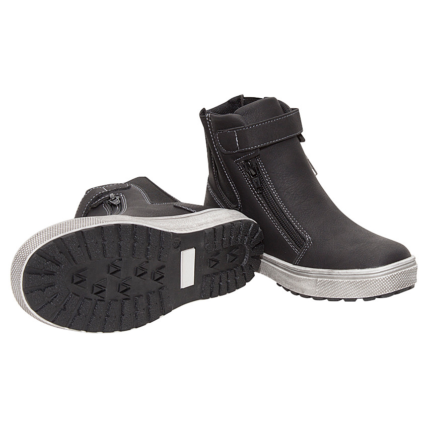 1/2 Bottes aspect cuir élastiqués à scratch et zip 