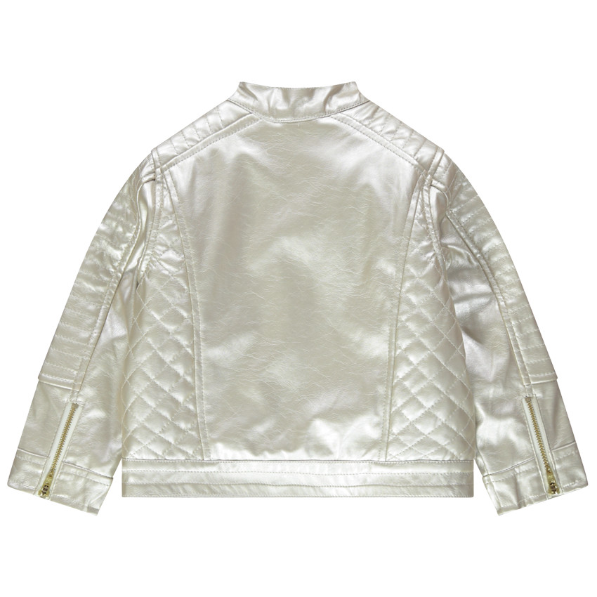 Perfecto en simili cuir argenté doublé sherpa 