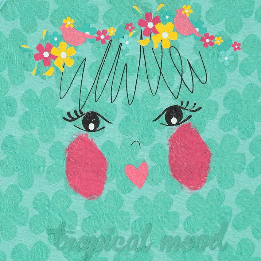 Débardeur effet dévoré fleuri avec print fantaisie 