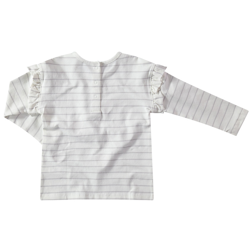 T-shirt manches longues rayé avec motif pailleté en relief 