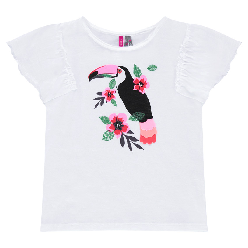 Tee-shirt manches courtes en jersey avec oiseau printé 